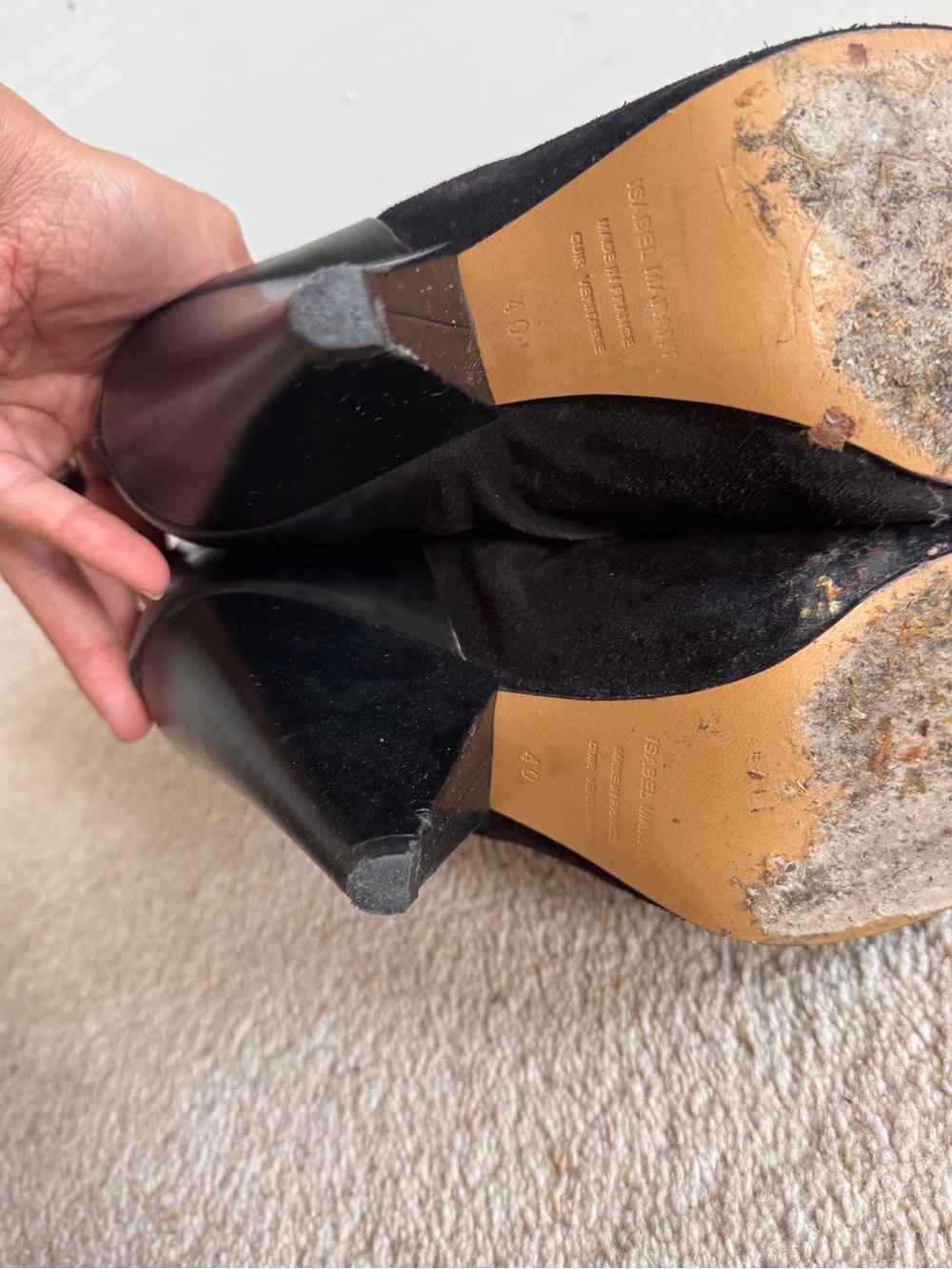 Isabel Marant Black Pointed Suede & Leather Slouch Ankle Boots - Picture 5 of 5